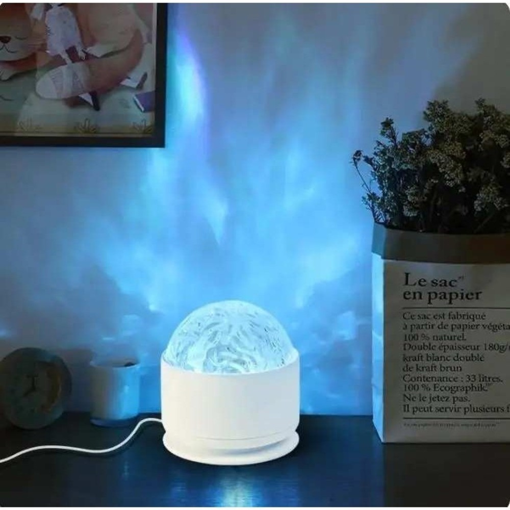USB Aurora Water Ripple Projector Light Remote Control LED Night‎ Lamp White